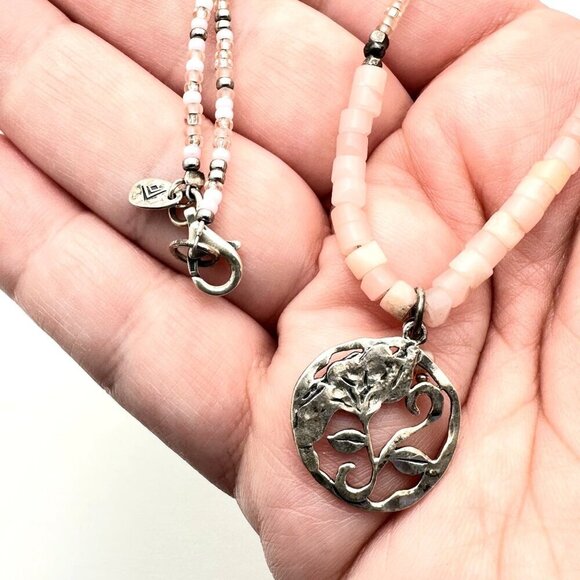 Silpada Flirt Alert Pink Soapstone Seed Bead Sterling Necklace N2192 - Picture 2 of 4